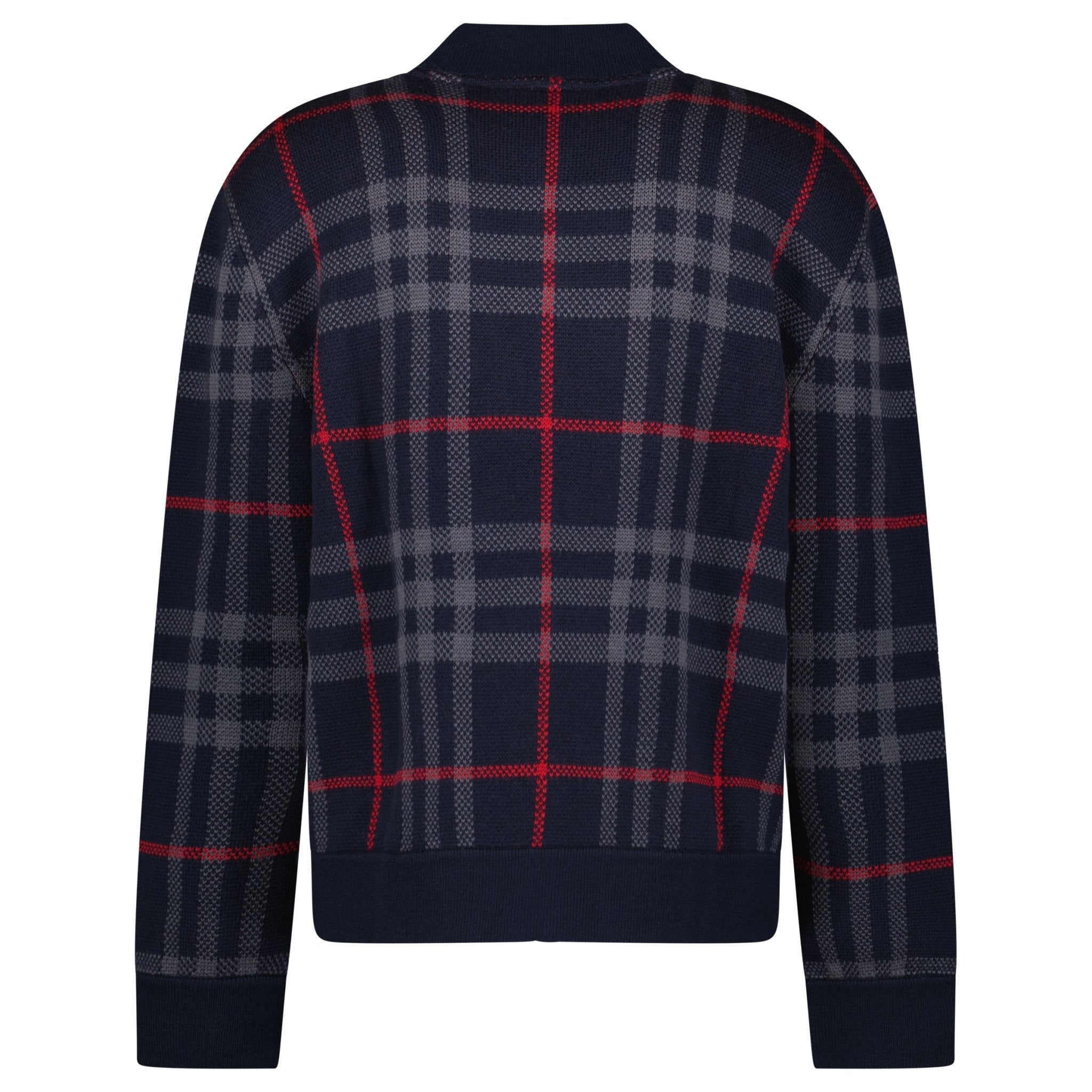 Burberry 'Morland' Knitted Wool Bomber Jacket Check Navy