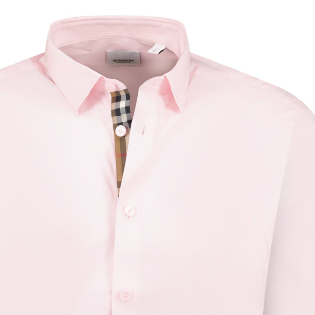 Burberry 'Shefford' Check Placket Short Sleeve Shirt in Pale Pink