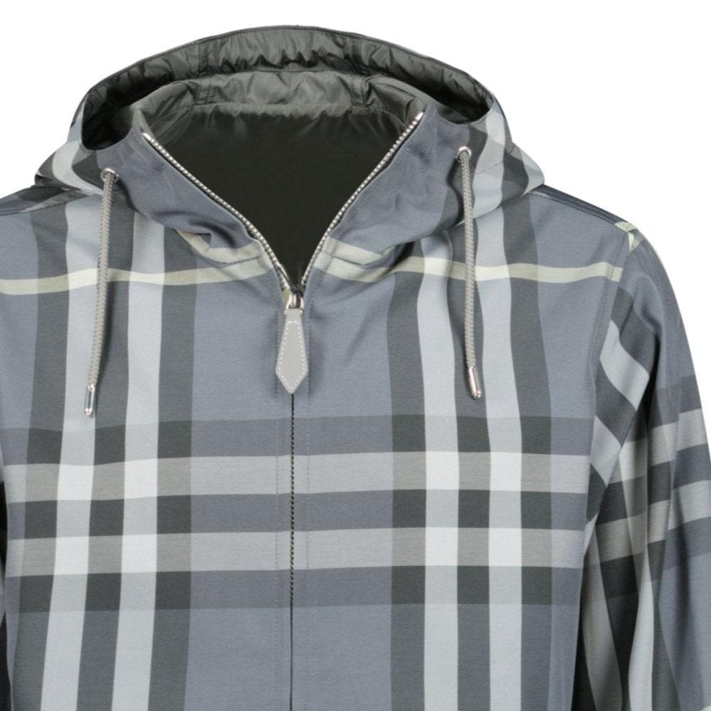 Burberry 'Stanford' Zip-Up Check Hooded Jacket Yellow & Grey