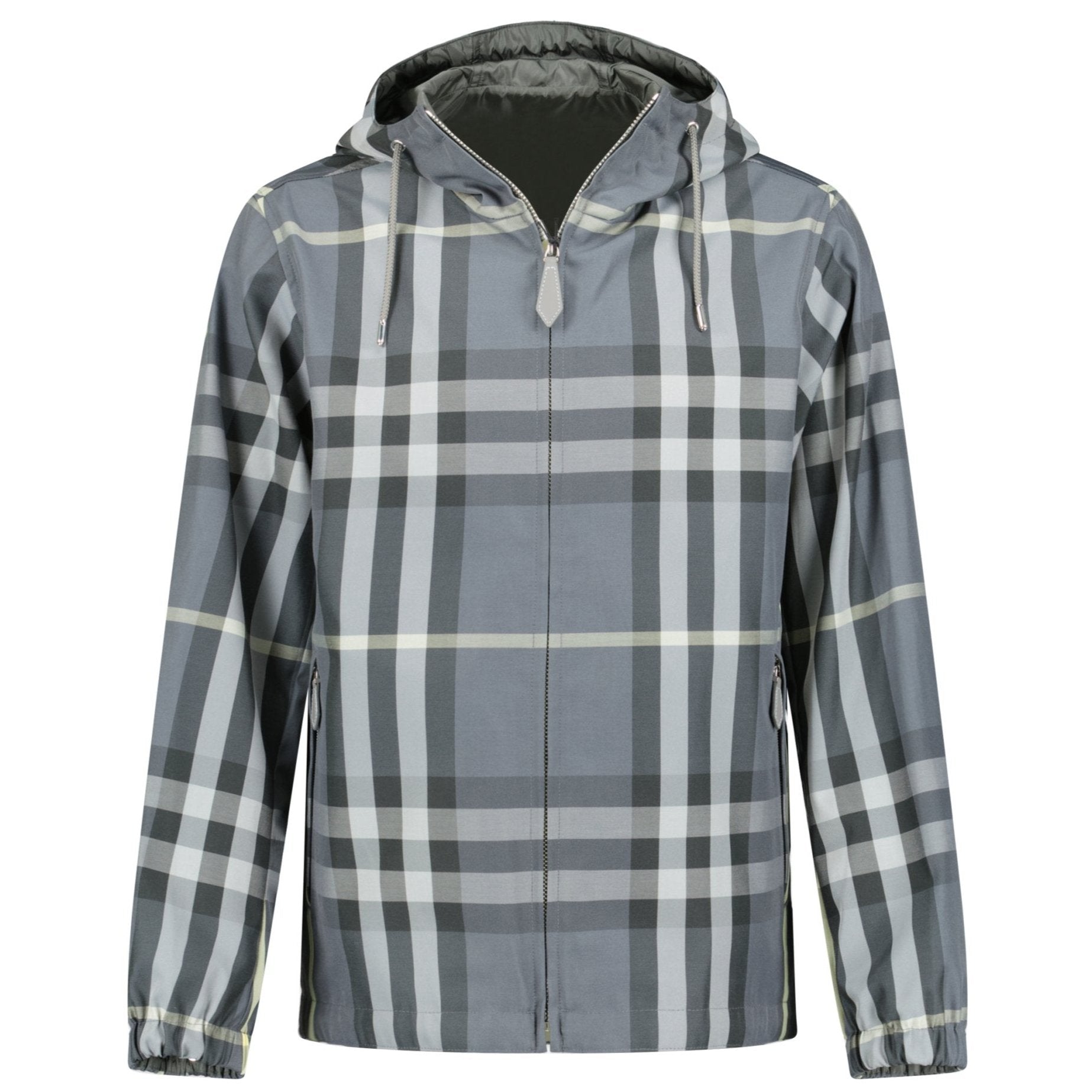 Burberry 'Stanford' Zip-Up Check Hooded Jacket Yellow & Grey