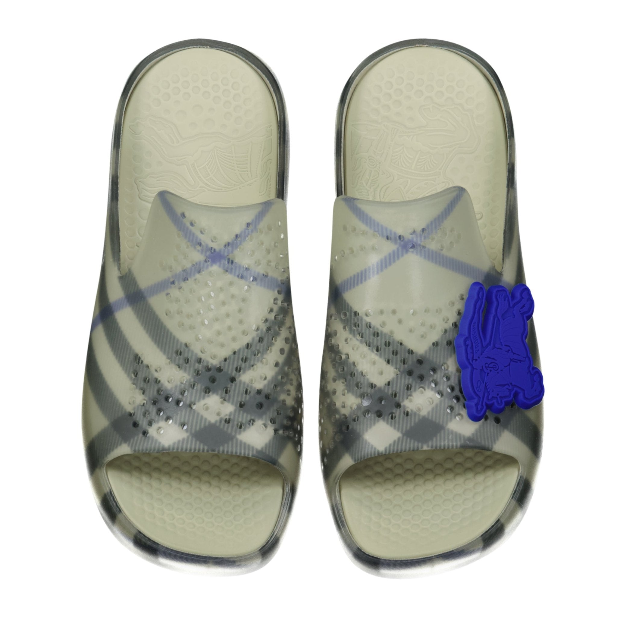 Burberry Stingray Checked Equestrian Knight Motif Sliders