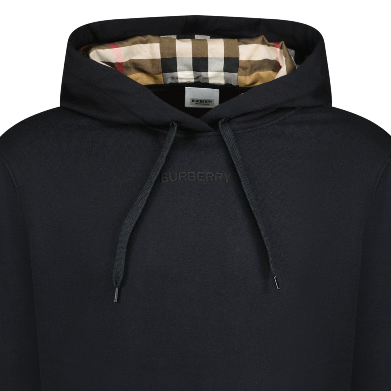 Burberry 'Talley' Embroidery Logo Check Hooded Sweatshirt Black