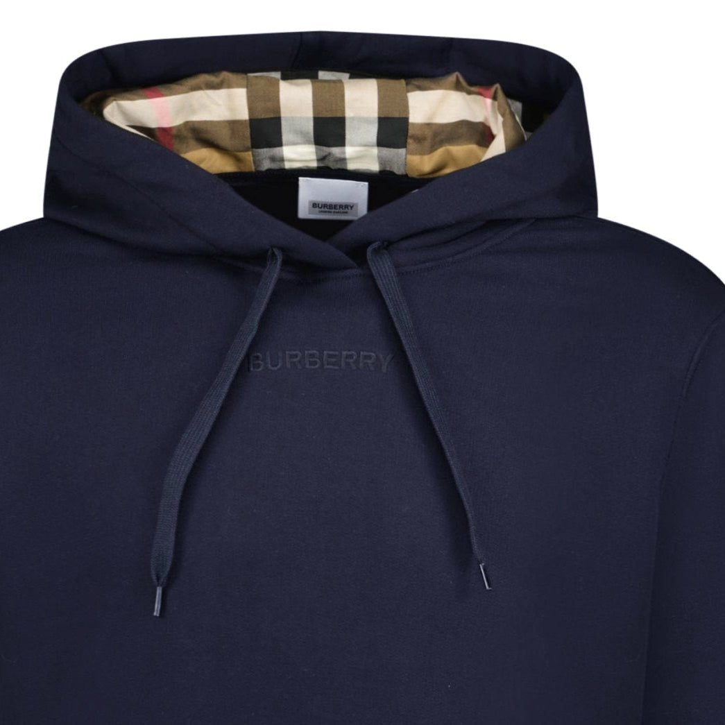 Burberry 'Talley' Embroidery Logo Check Hooded Sweatshirt Navy