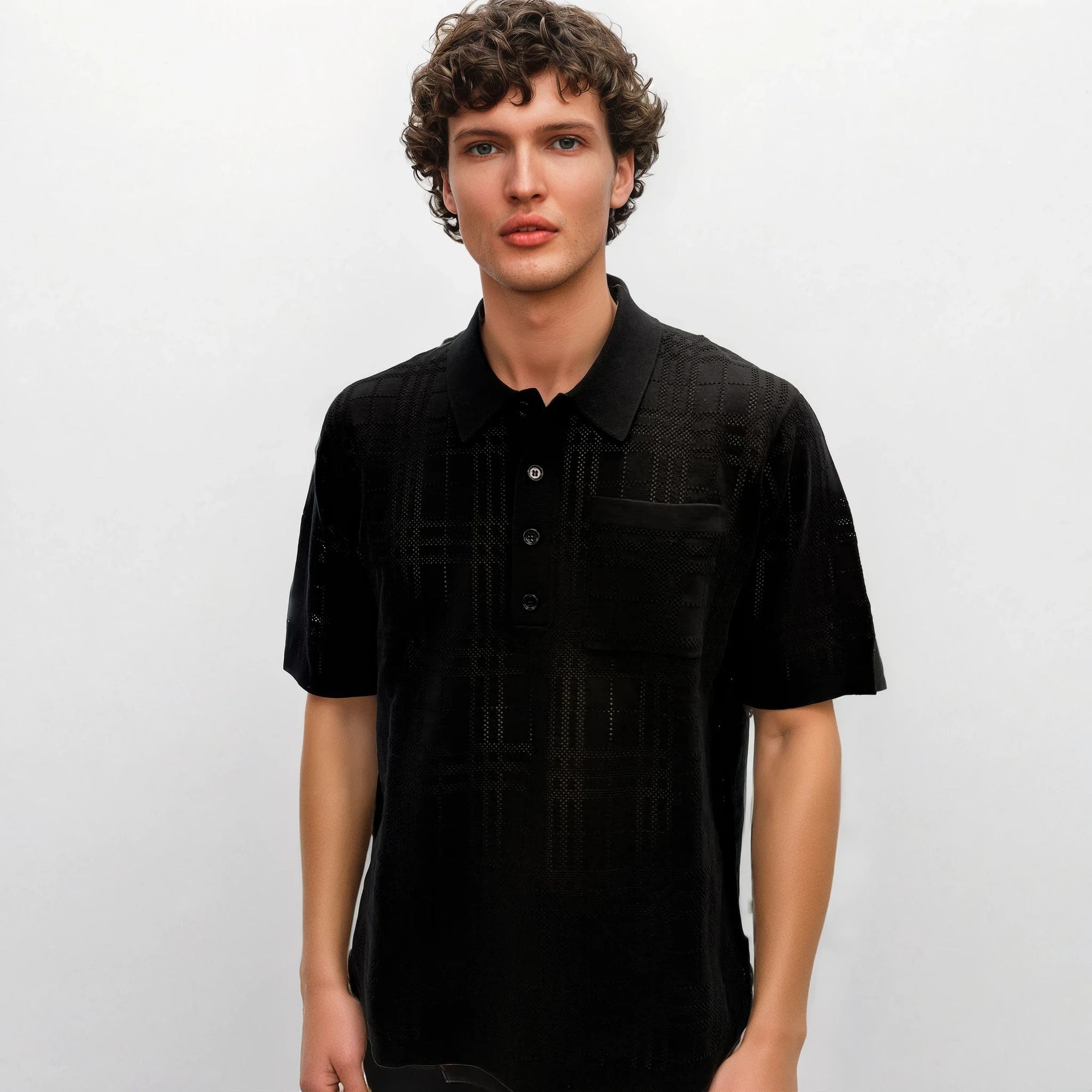 Burberry Tristam Check Knitted Polo Black