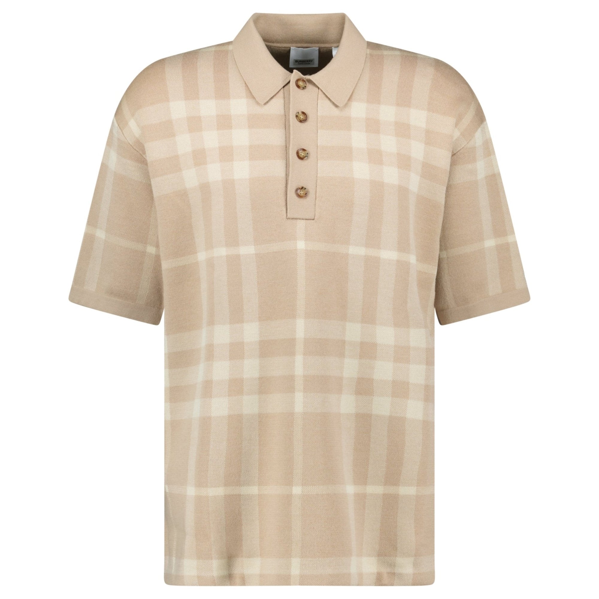 Burberry 'Wellman' Check Wool Polo Soft Fawn