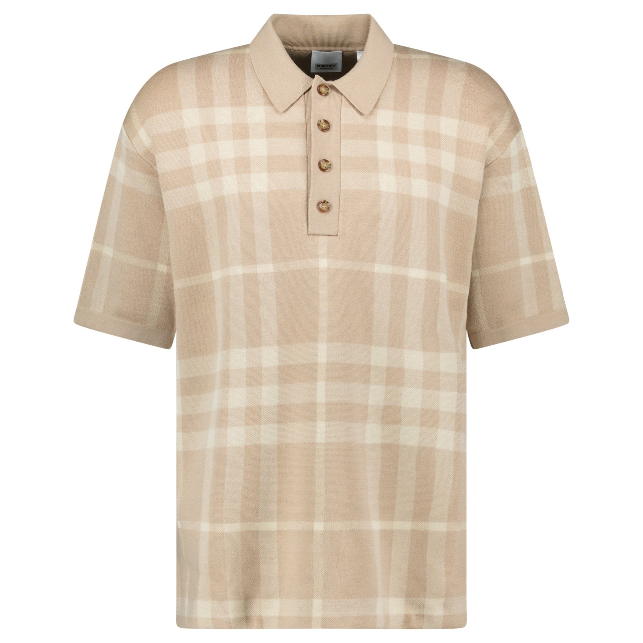 Burberry 'Wellman' Check Wool Polo Soft Fawn