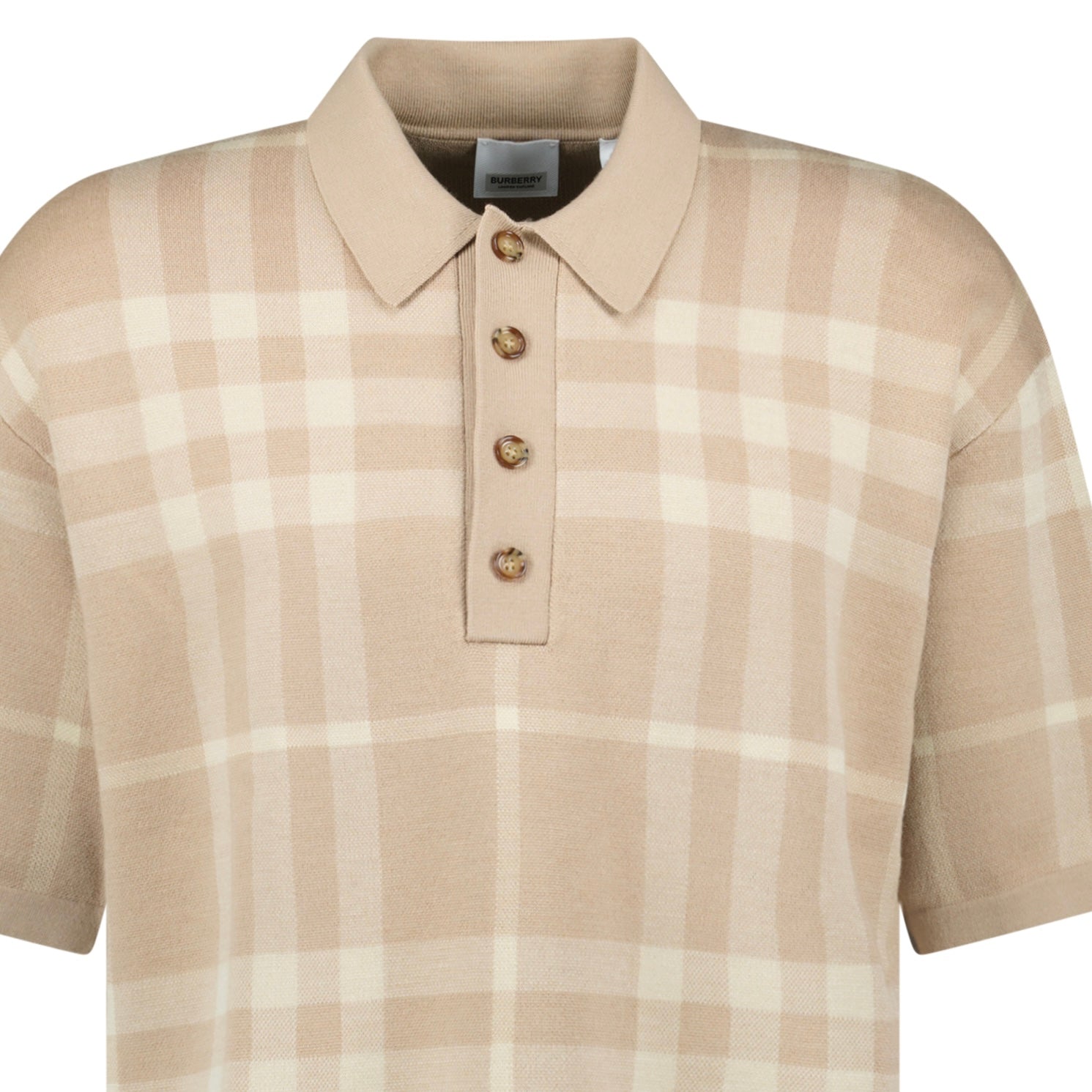 Burberry 'Wellman' Check Wool Polo Soft Fawn