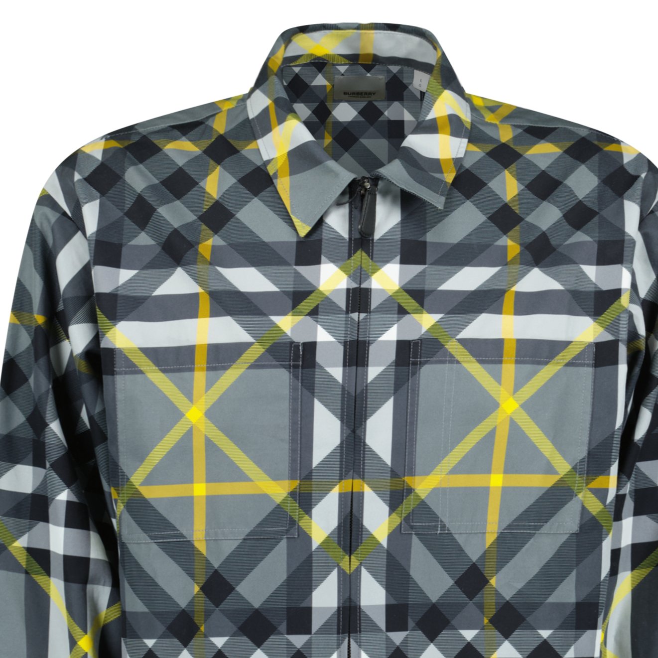 Burberry 'Whincup' Zip-Up Check Overshirt Yellow & Grey