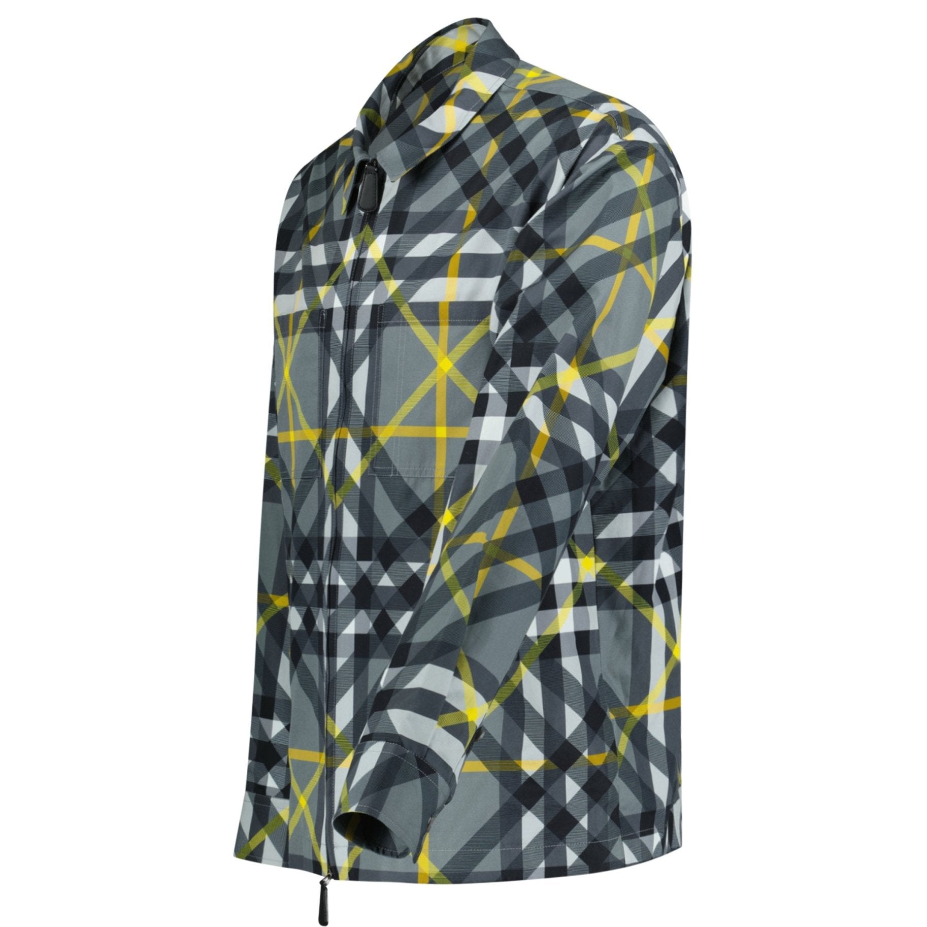 Burberry 'Whincup' Zip-Up Check Overshirt Yellow & Grey