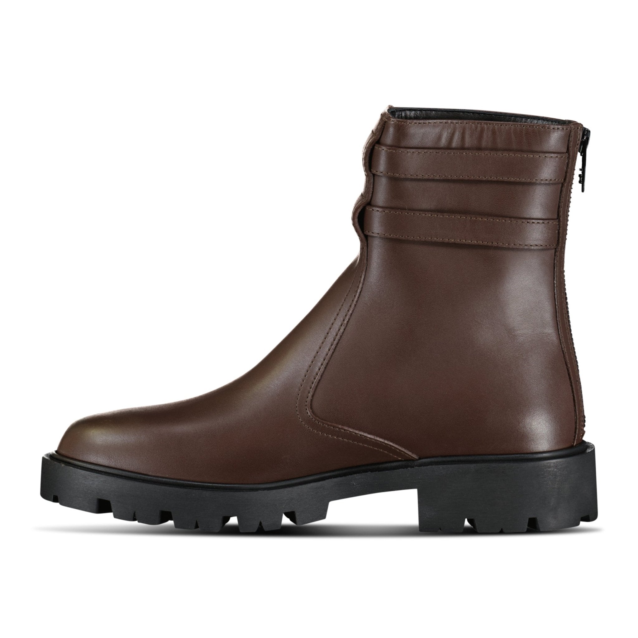 Celine Margaret Calfskin Double Buckle Brown Boots