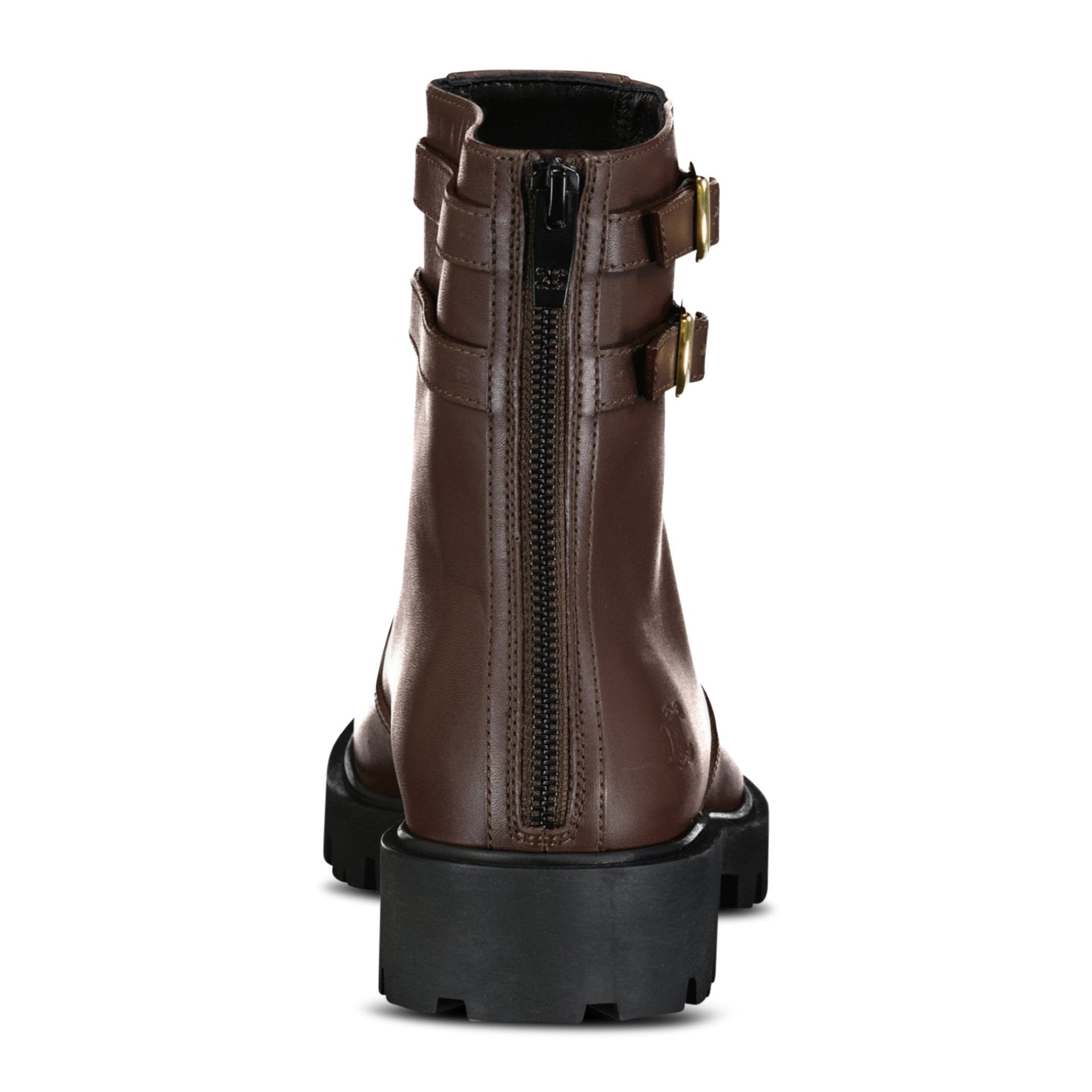 Celine Margaret Calfskin Double Buckle Brown Boots