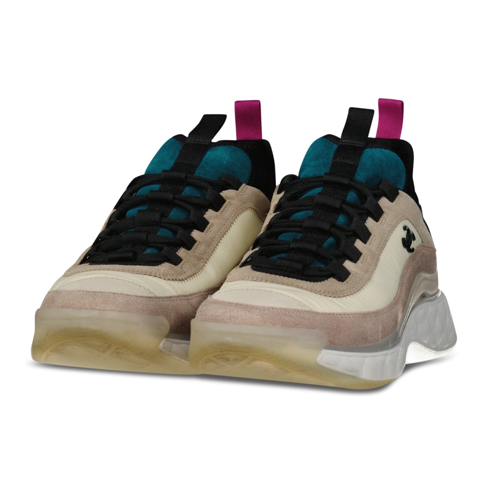 Chanel Velvet and Calfskin Trainers in Beige Pink (Pre-Loved)
