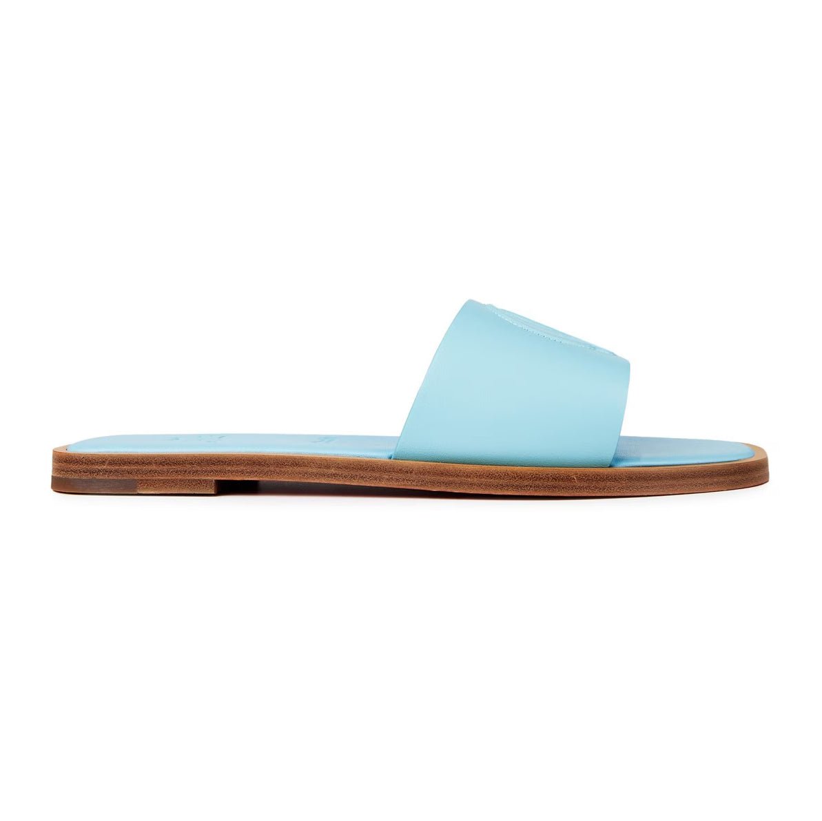 Christian Louboutin CL Embossed Leather Mules in Mineral Blue