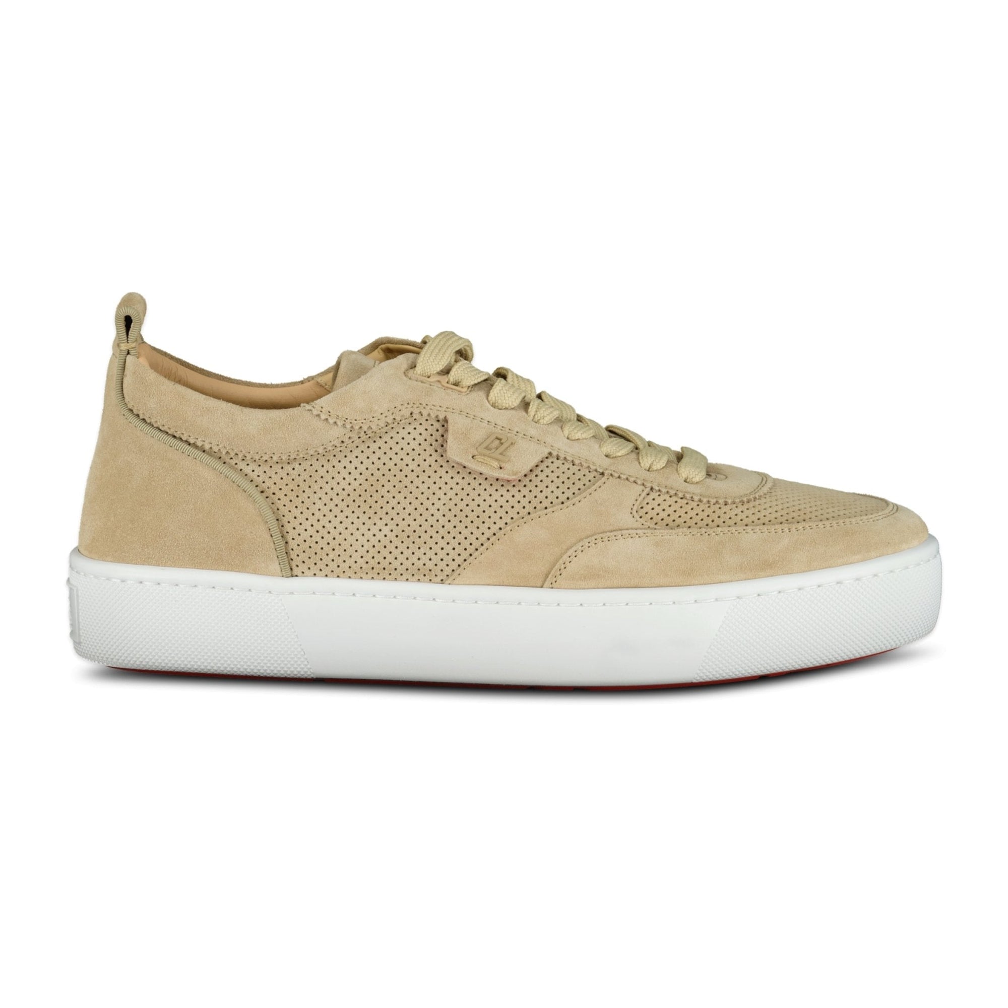 Christian Louboutin Happy Rui Suede Low Top Trainers Beige
