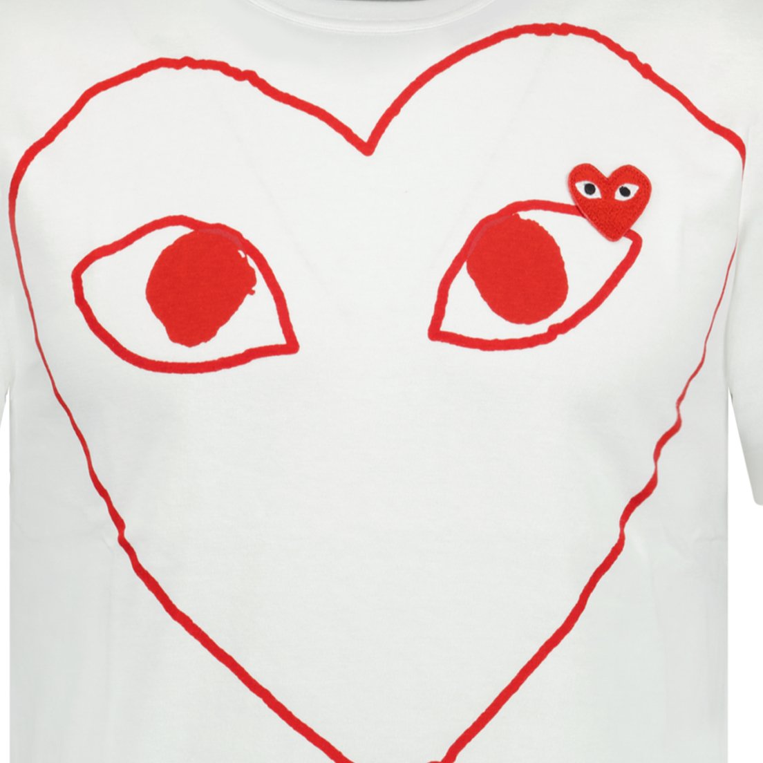 Comme Des Garcons Play Big Print Red Heart T-Shirt White