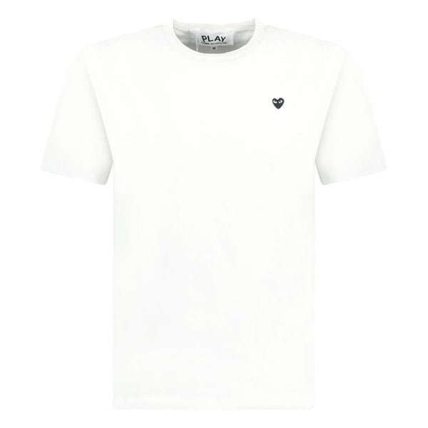 Comme Des Garcons Play Small Black Stitch Heart T-Shirt White