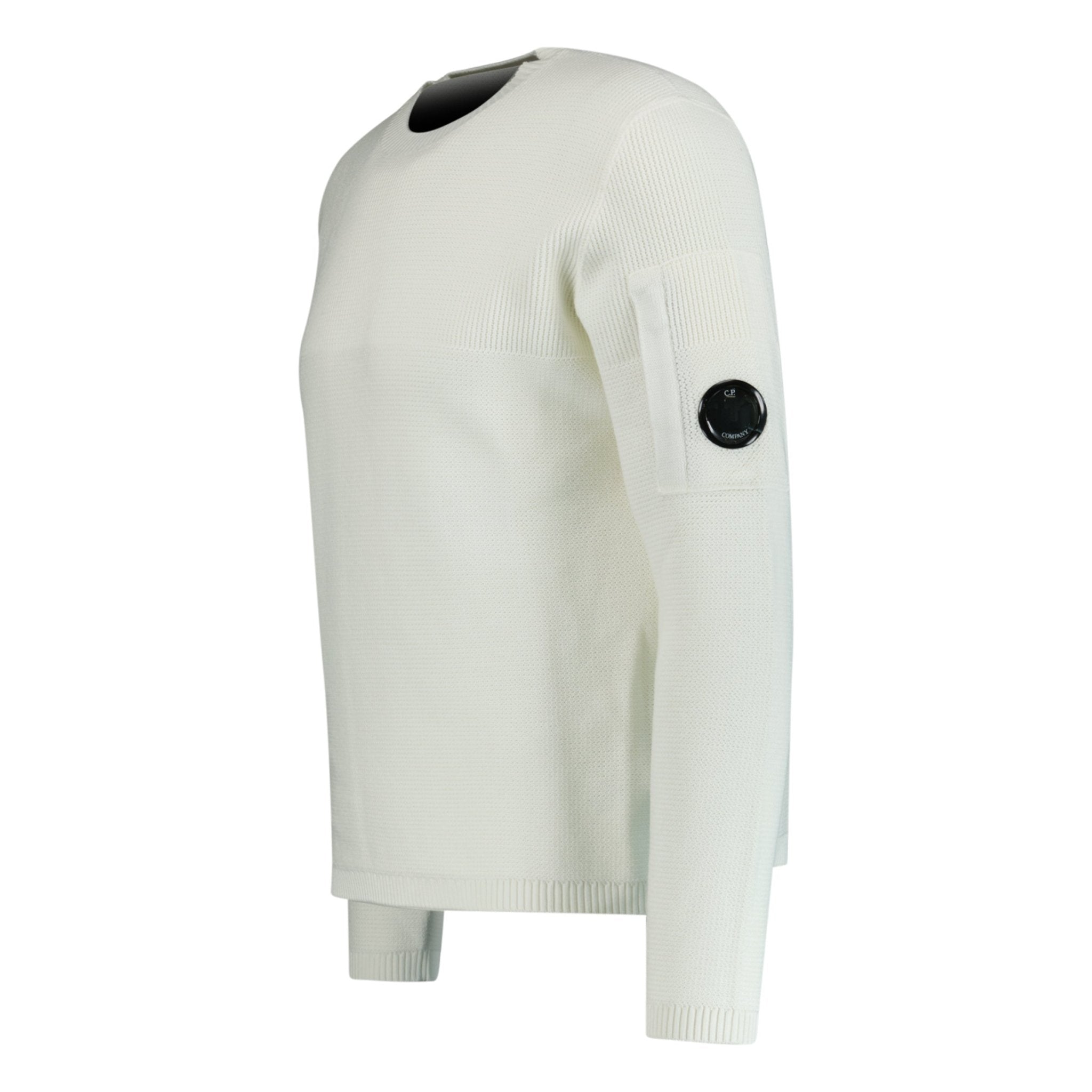 CP Company Arm Lens Knitted Sweatshirt White