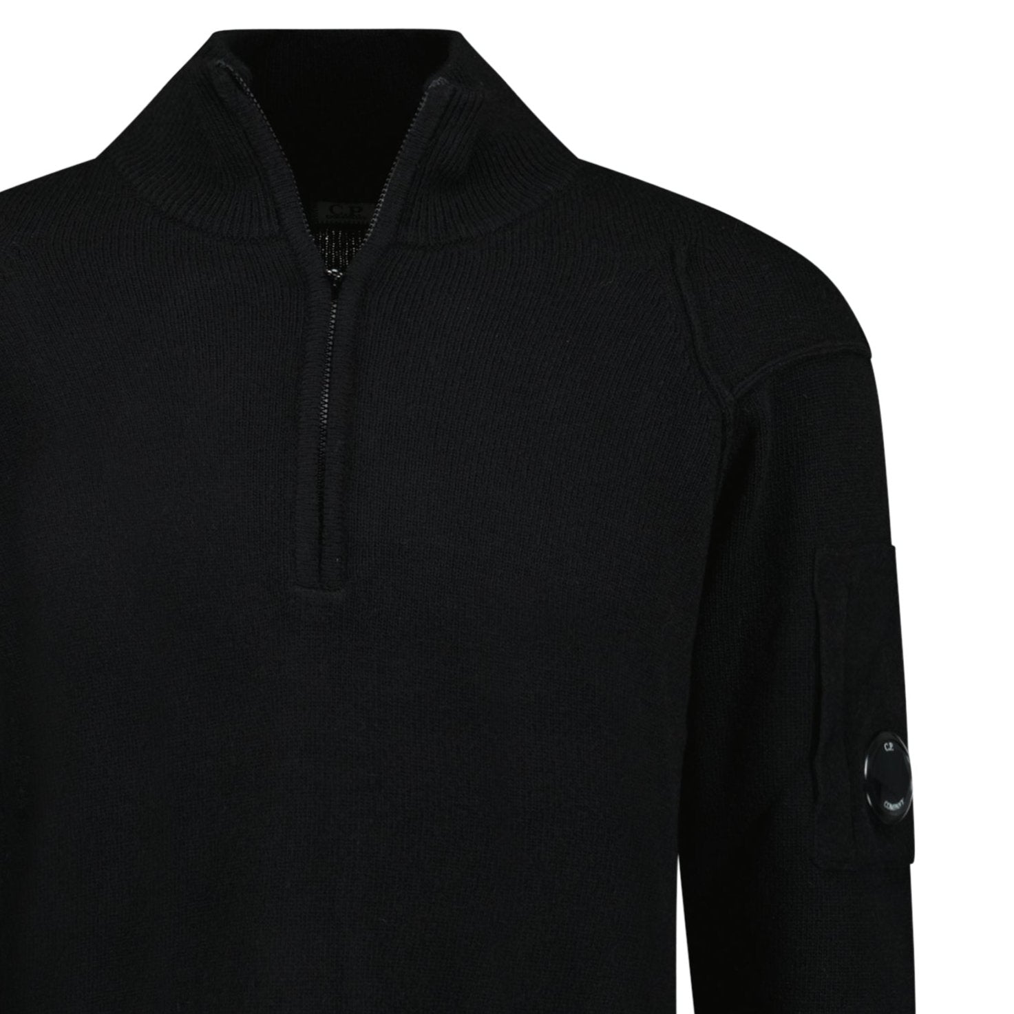 CP Company Arm Lens Wool Half Zip Knit Jumper Black