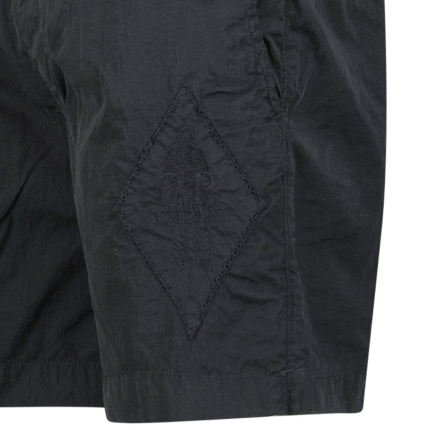 CP Company Black Logo-Embroidered Swim Shorts