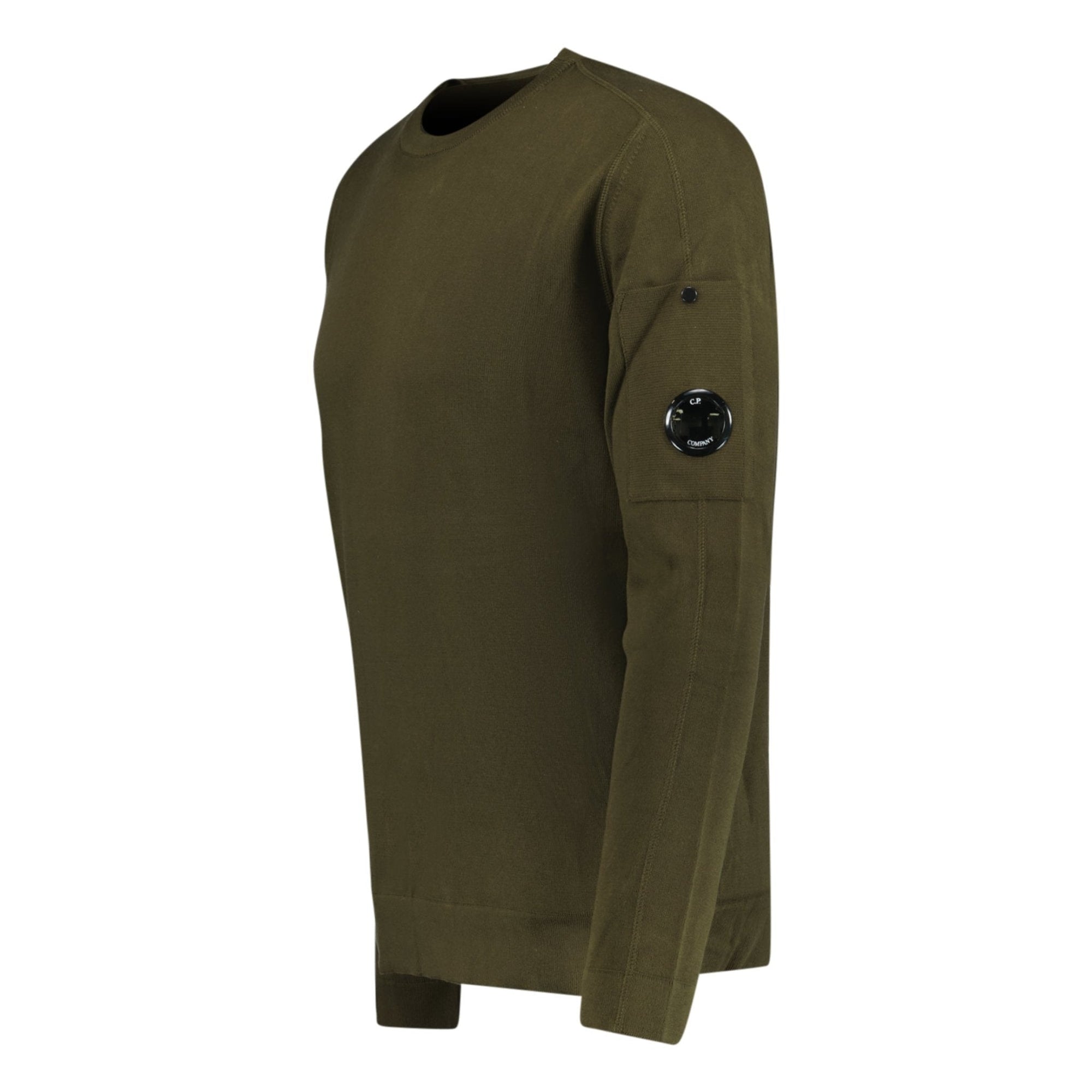 CP Company Cotton Arm Lens Knit Sweatshirt Khaki