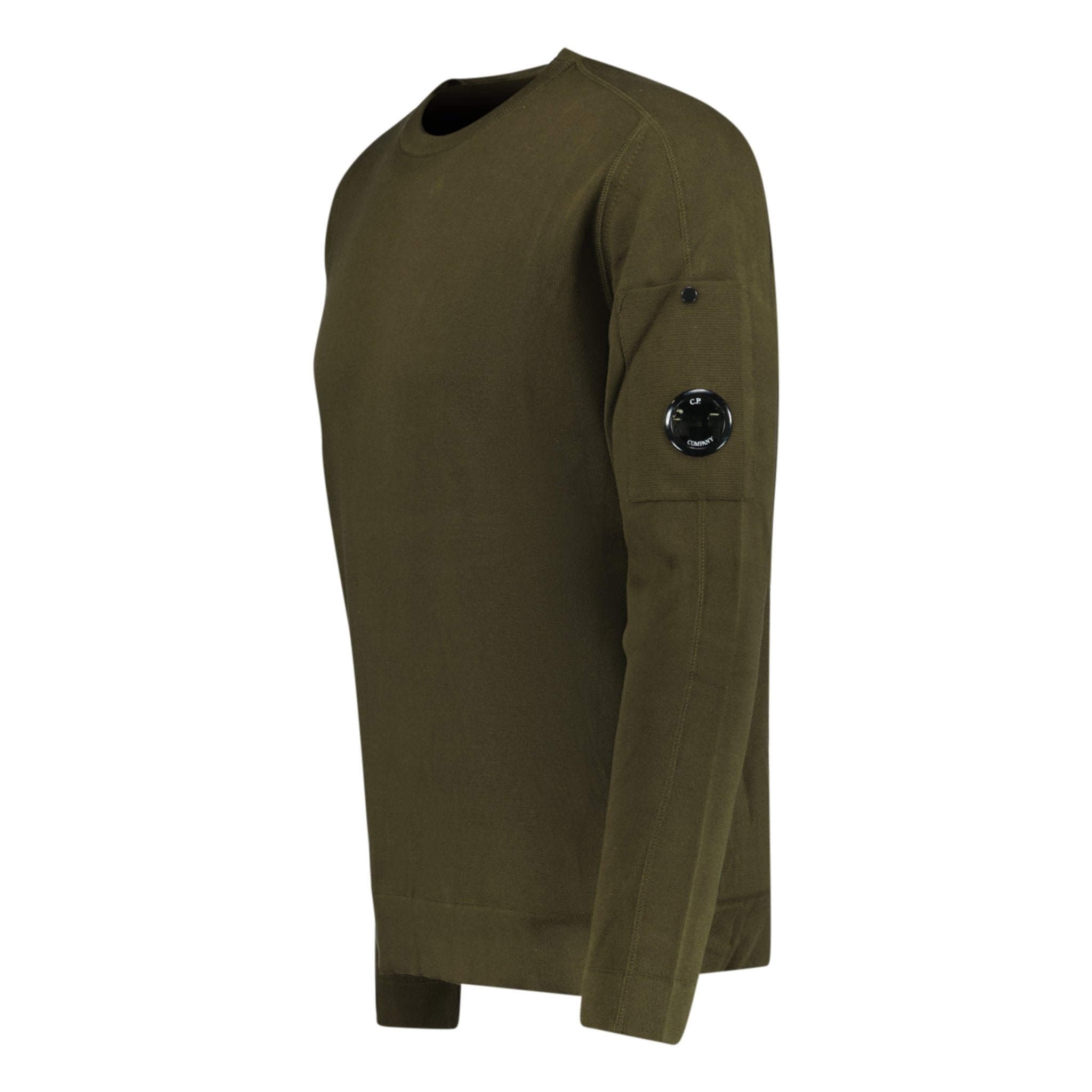 CP Company Cotton Arm Lens Knit Sweatshirt Khaki