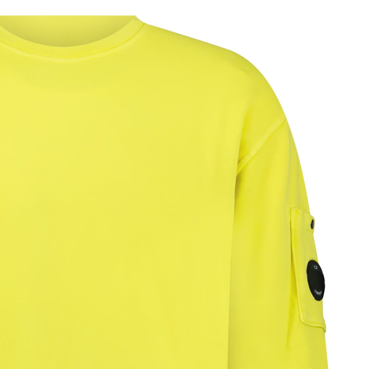 CP Company Brushed and Emerized Diagonal Fleece Crewneck Sweatshirt in Green Sheen