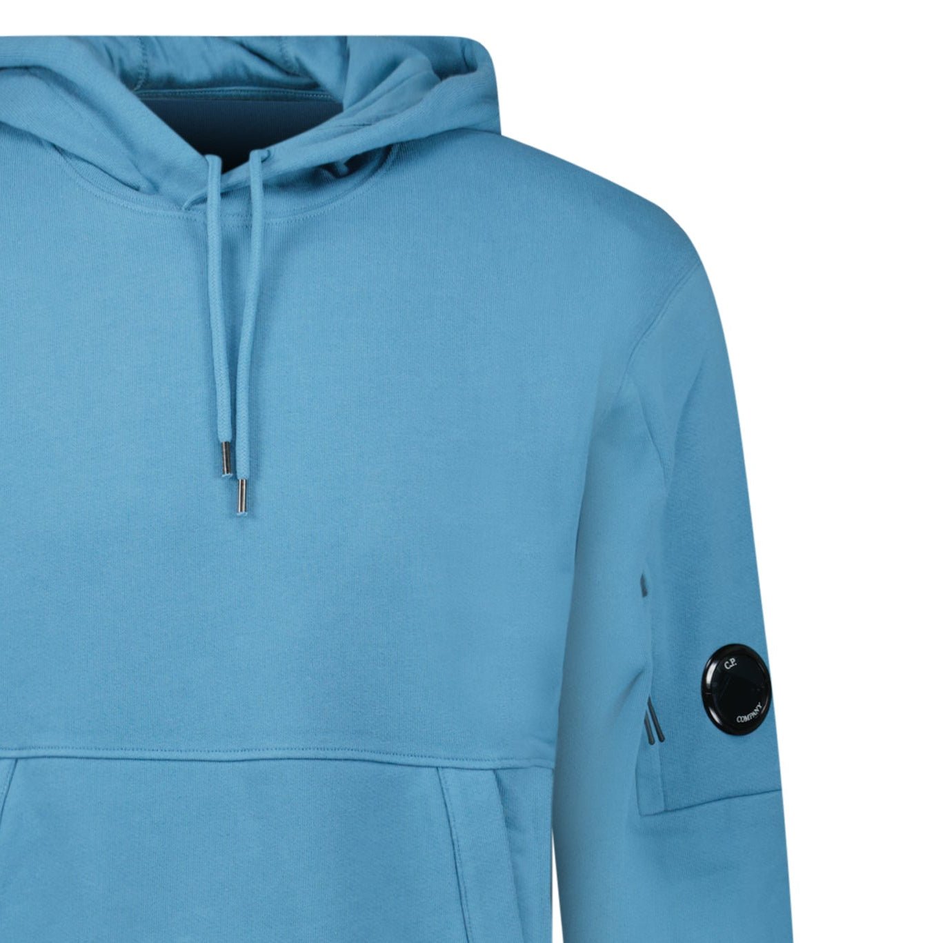 CP Company Diagonal Raised Fleece Hooded Lens Sweatshirt in Aegean Blue