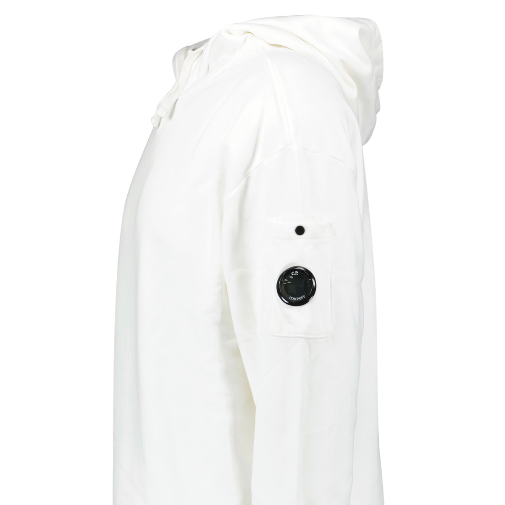 CP Company Diagonal Raised Fleece Lens Hooded Sweatshirt in White
