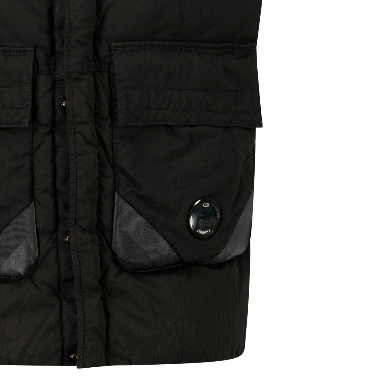 CP Company Lens Garment Dyed ECO-Chrome R Gilet in Black