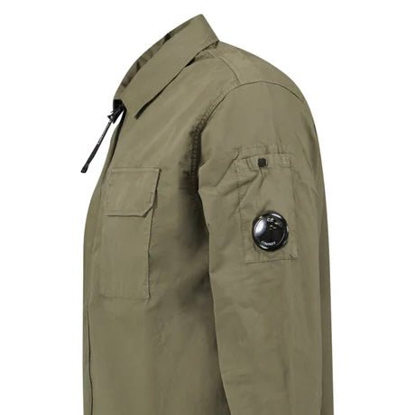 CP Company Zip-Up Lens Overshirt in Khaki
