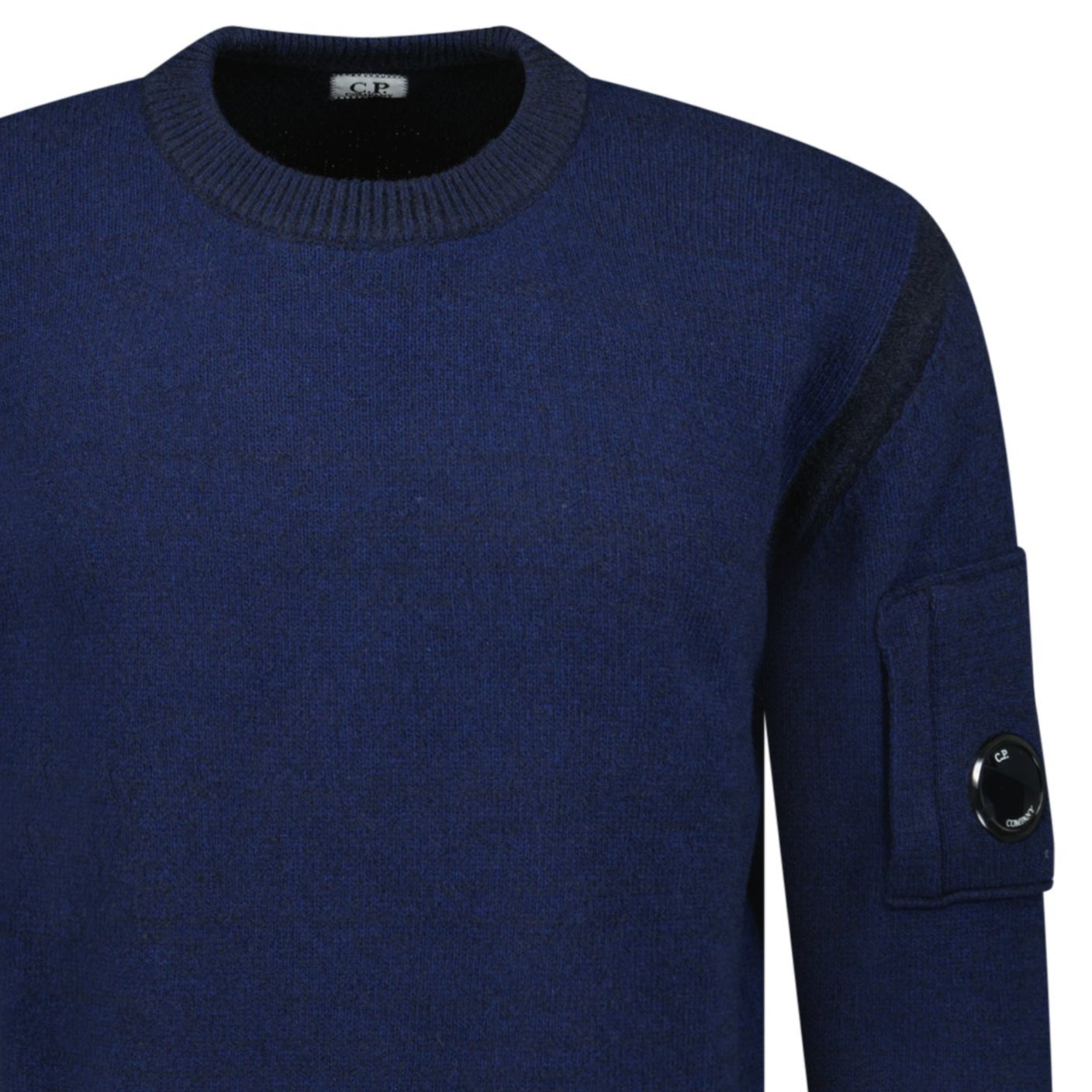 CP Company Fleece Knit Crewneck Vanisé Lens Knit Jumper Estate Blue