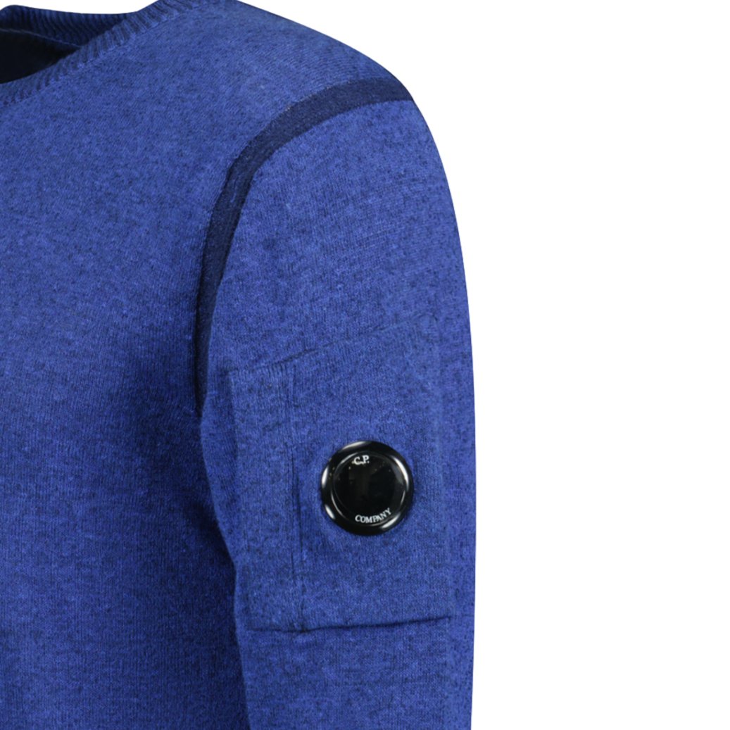 CP Company Knit Arm Lens Sweatshirt Blue
