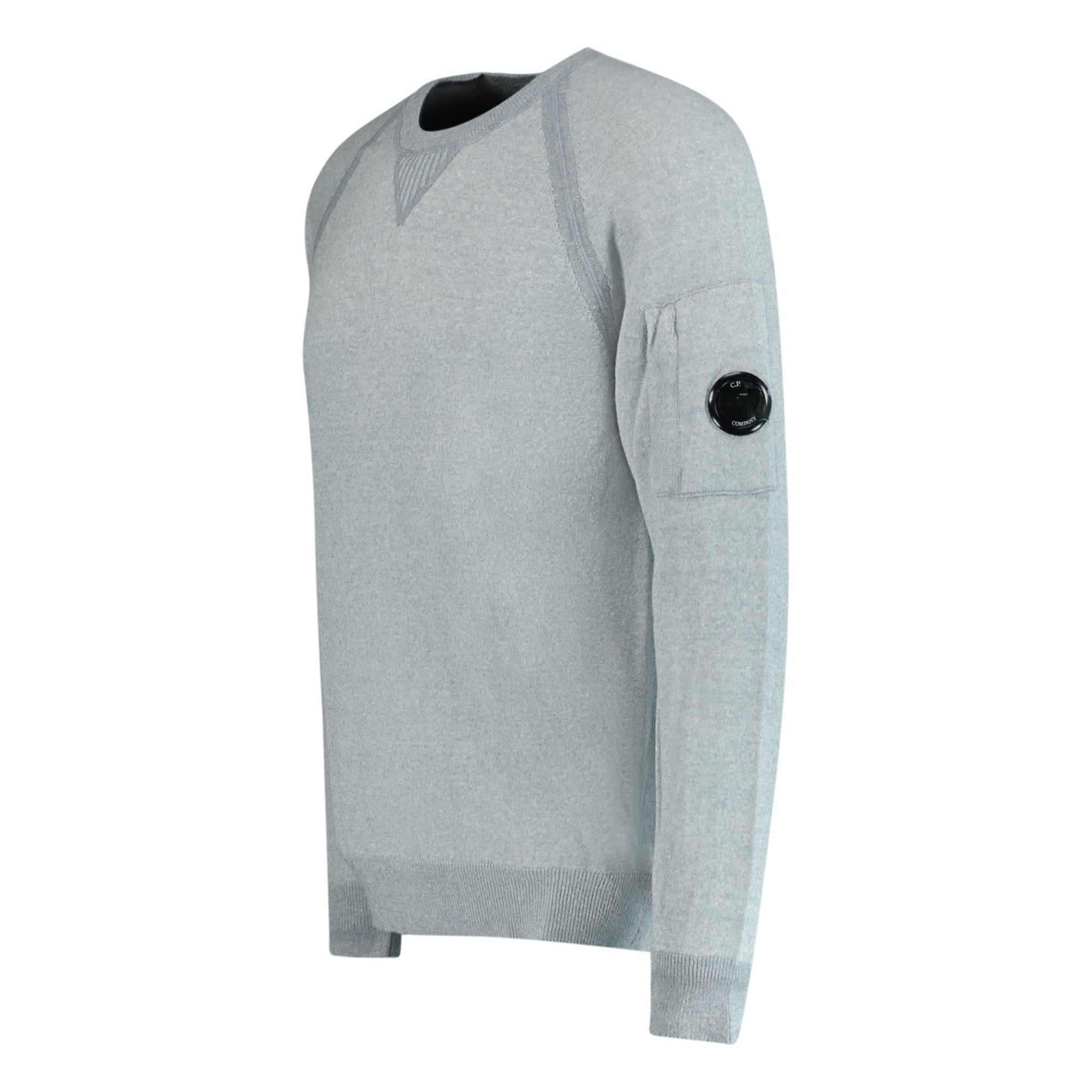 CP Company Knit Arm Lens Sweatshirt Grey
