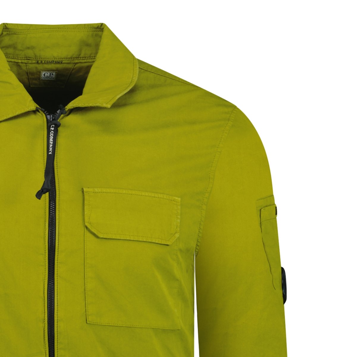 CP Company Long Sleeve Zip Up Overshirt Olive Green