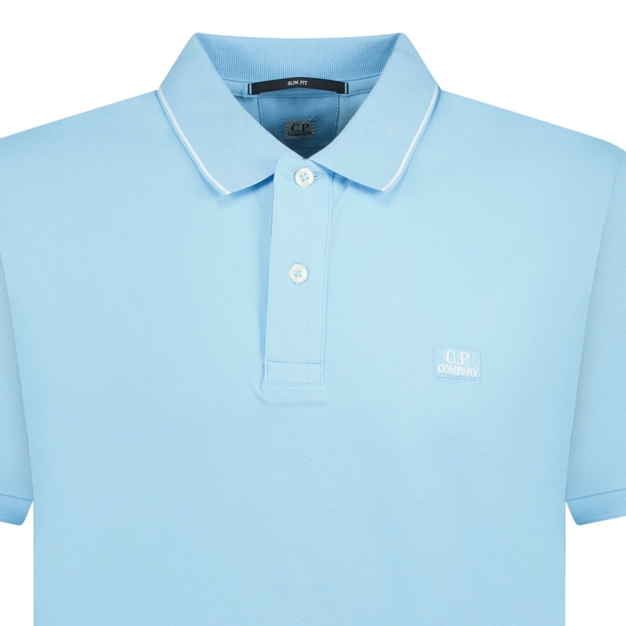 CP Company Short Sleeve Stitch Logo Polo T-Shirt Baby Blue