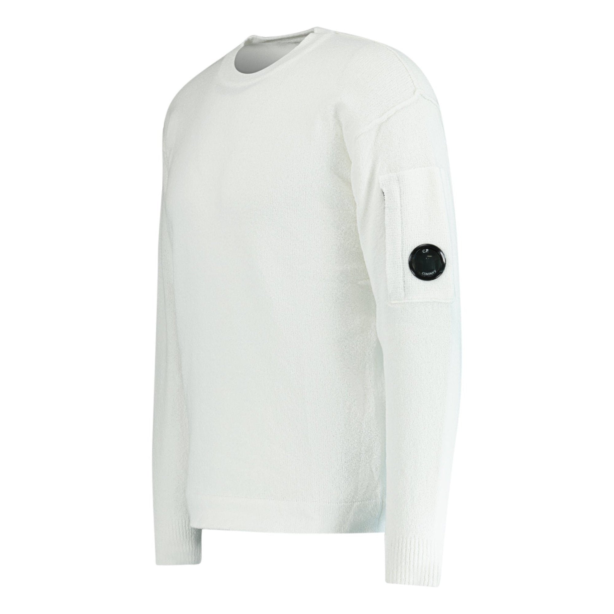 CP Company Sponge Knit Arm Lens Sweatshirt White
