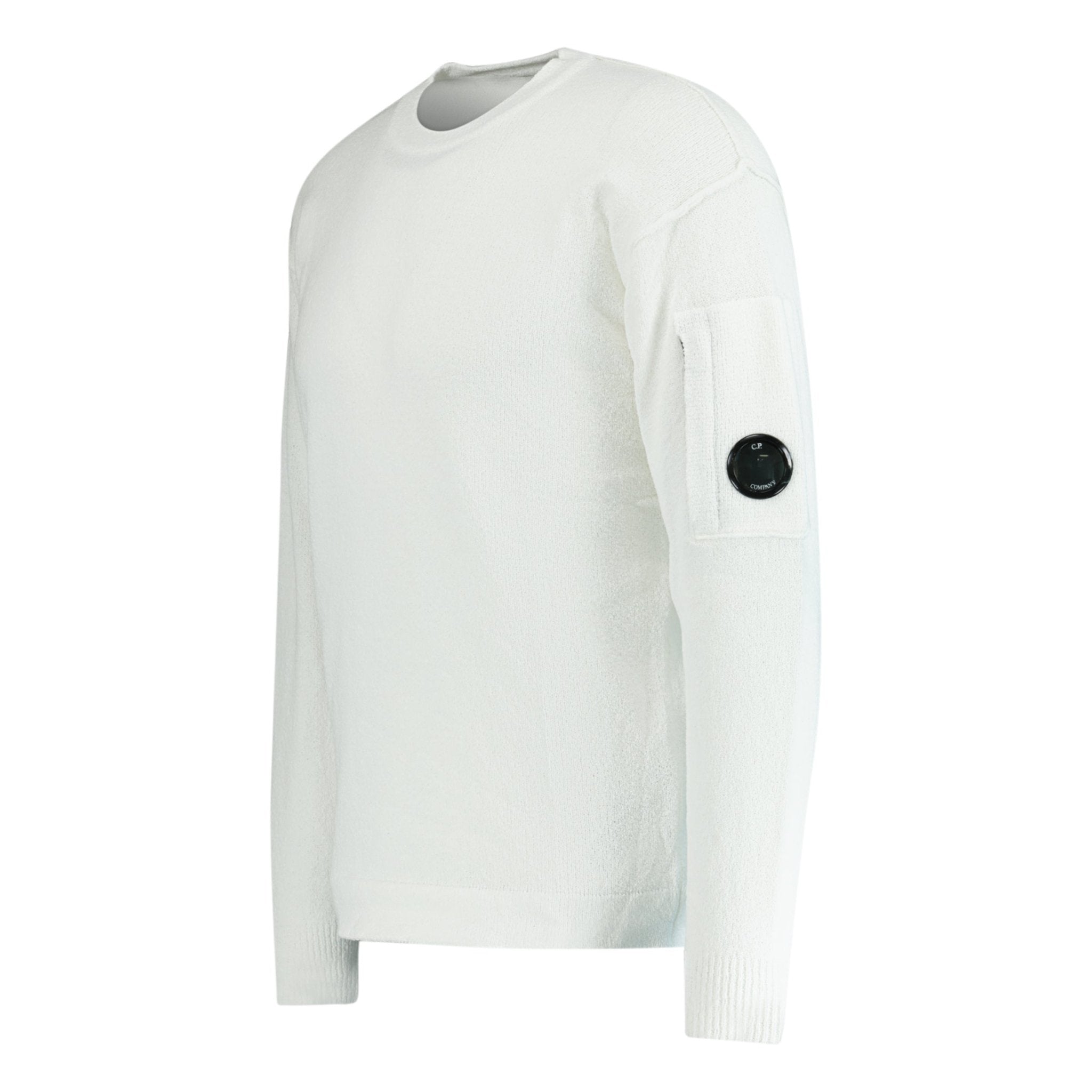 CP Company Sponge Knit Arm Lens Sweatshirt White