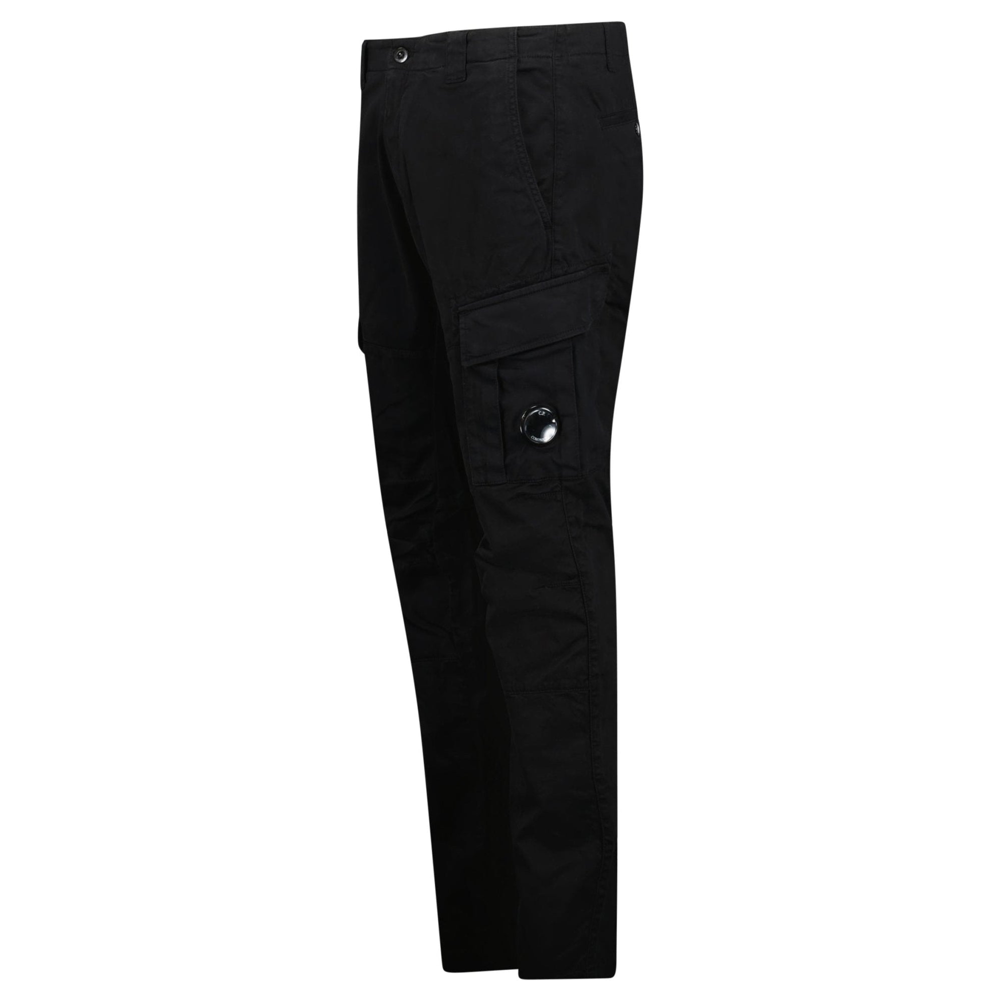 CP Company Stretch Sateen Ergonomic Lens Double Cargo Pants Black