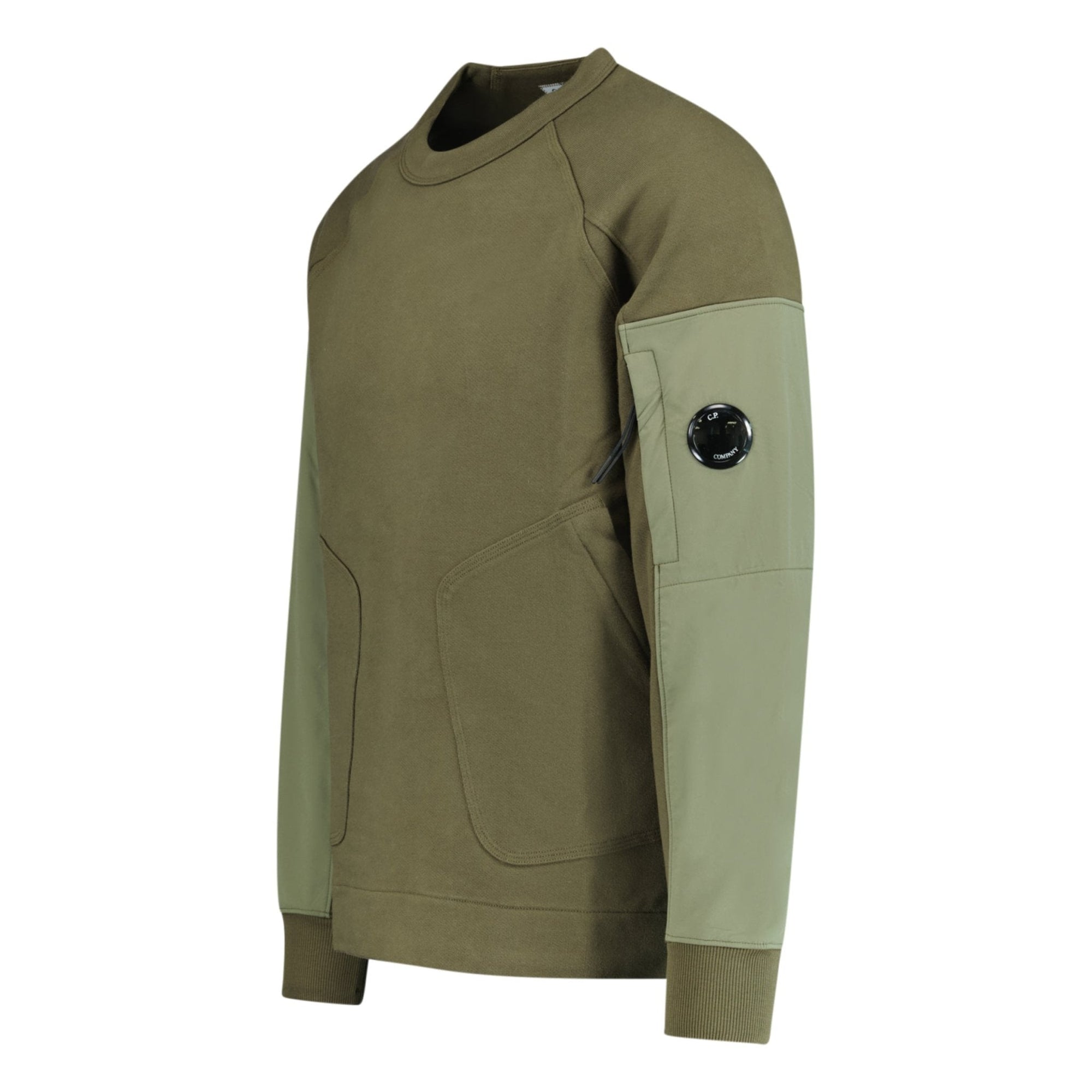 CP Company Zip Pocket Arm Lens Sweatshirt Khaki