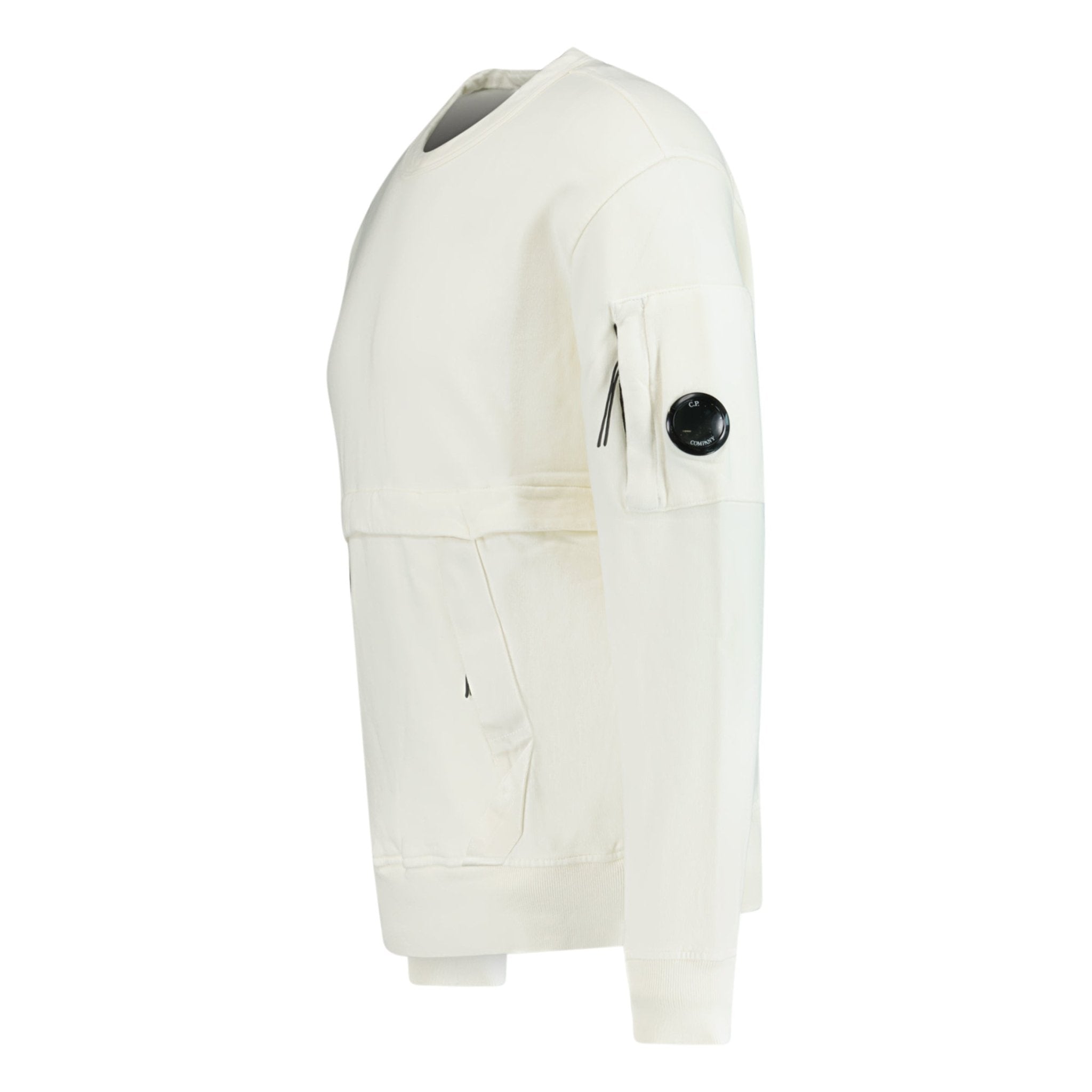 CP Company Zip-Pocket Lens Sweatshirt White