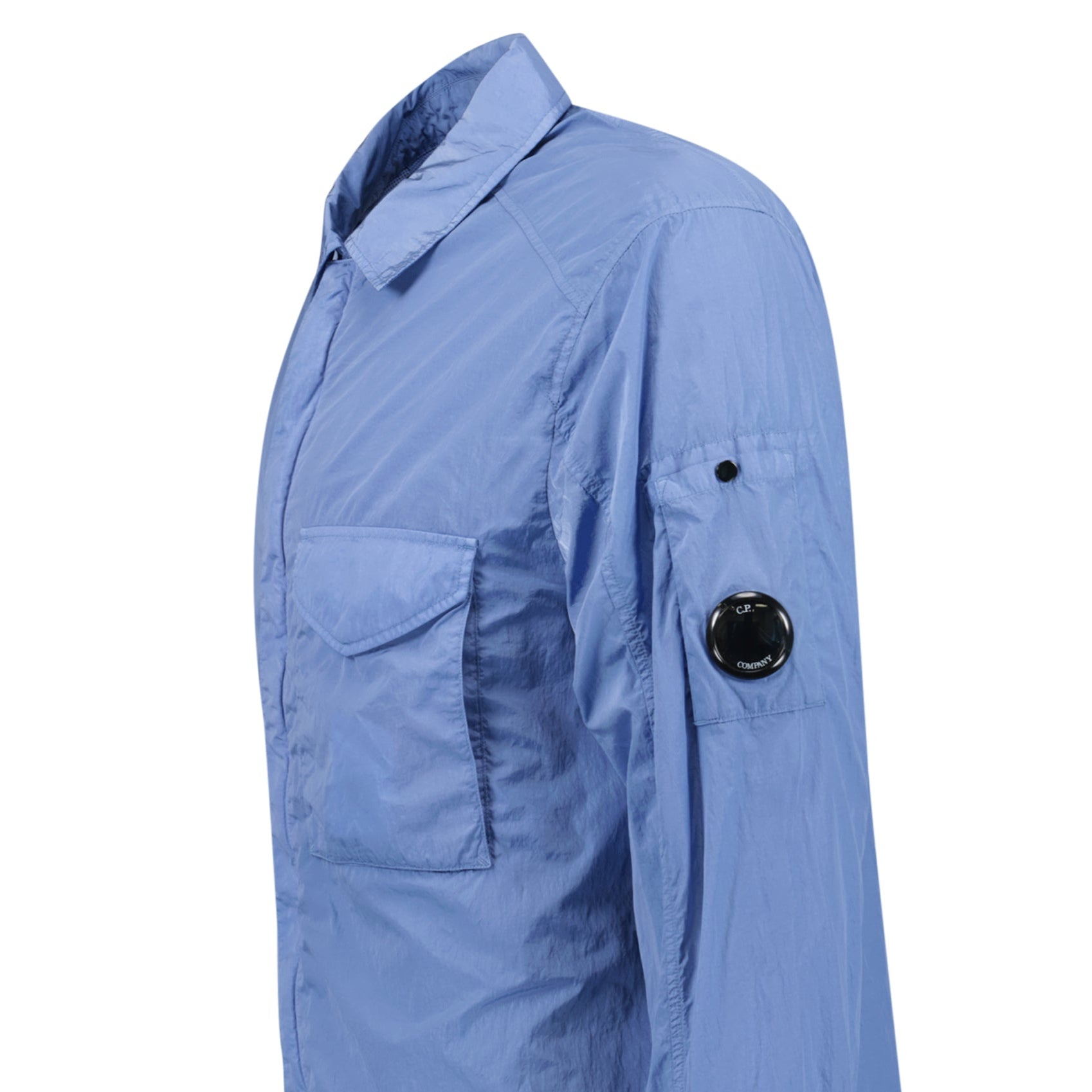 CP Company Zip-Up Chrome-R Pocket Overshirt Light Blue