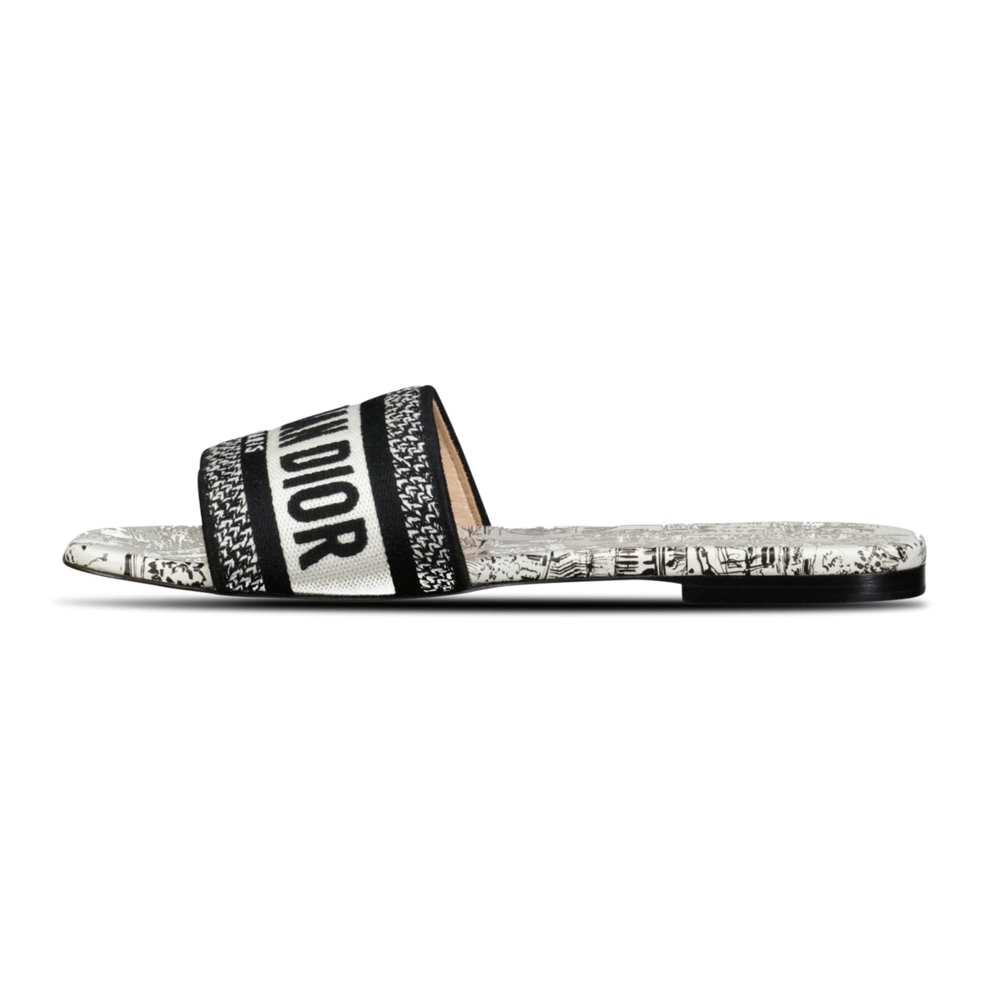 Dior D-Way Slide Calfskin Sandals White & Black