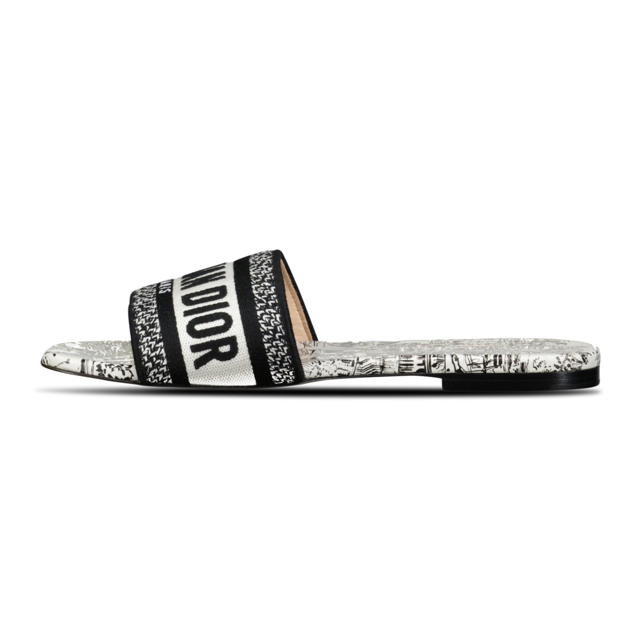 Dior D-Way Slide Calfskin Sandals White & Black