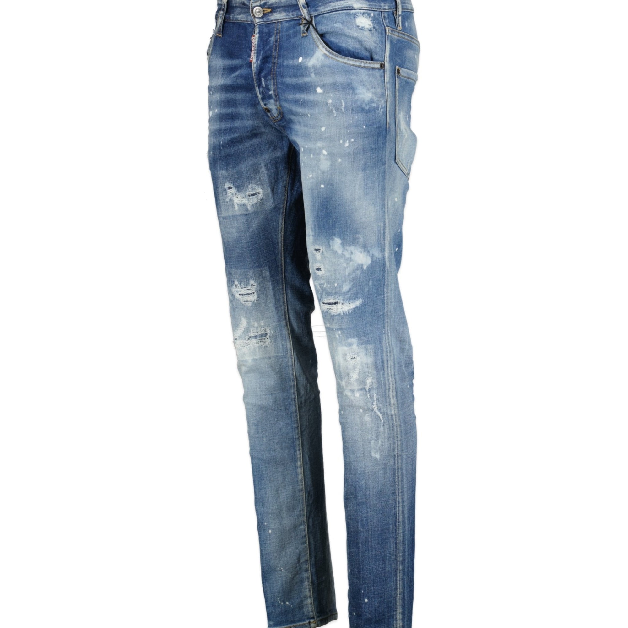 DSquared2 'Cool Guy' Paint Splatter Slim Fit Jeans Blue