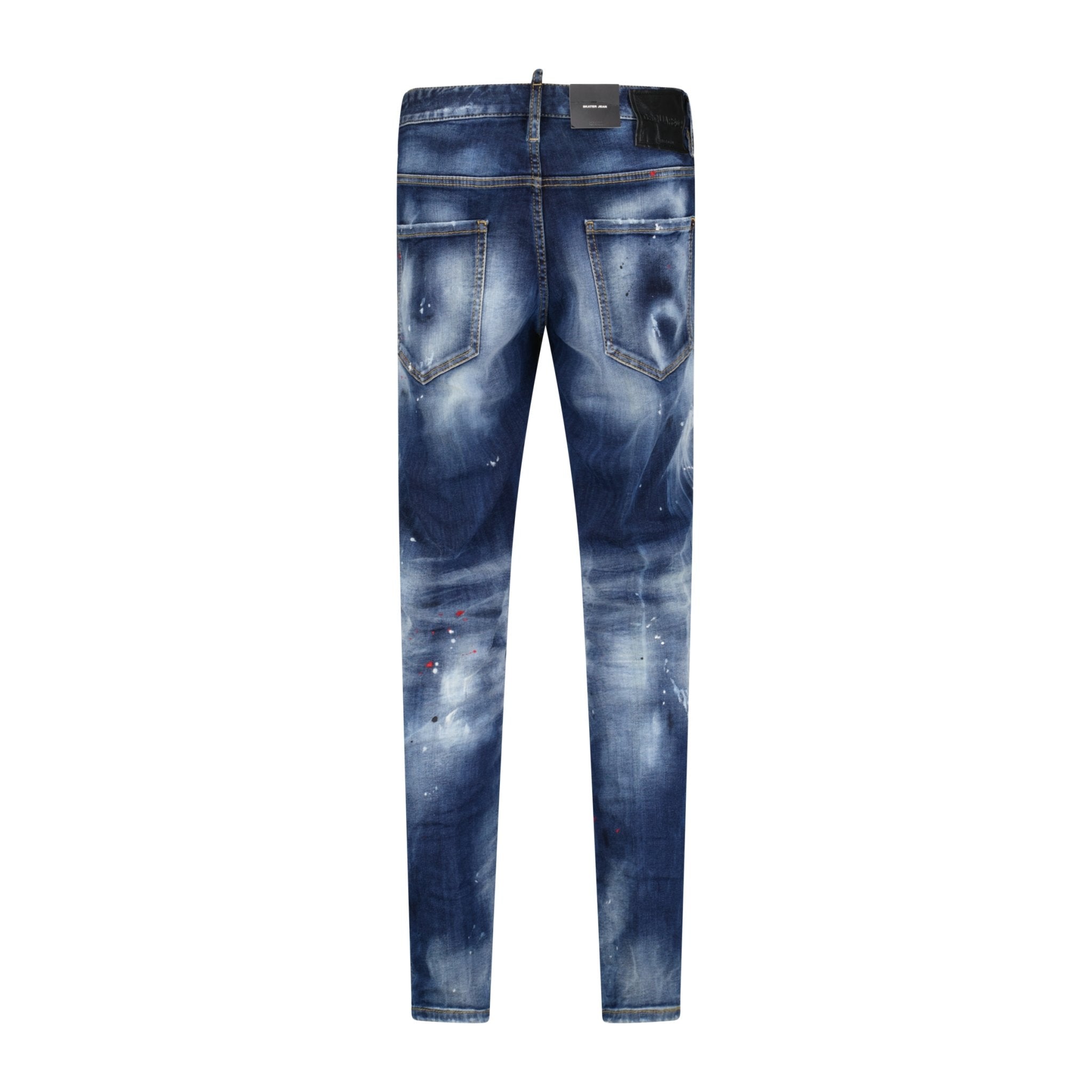 DSquared2 'Skater' Leather Logo Jeans Blue