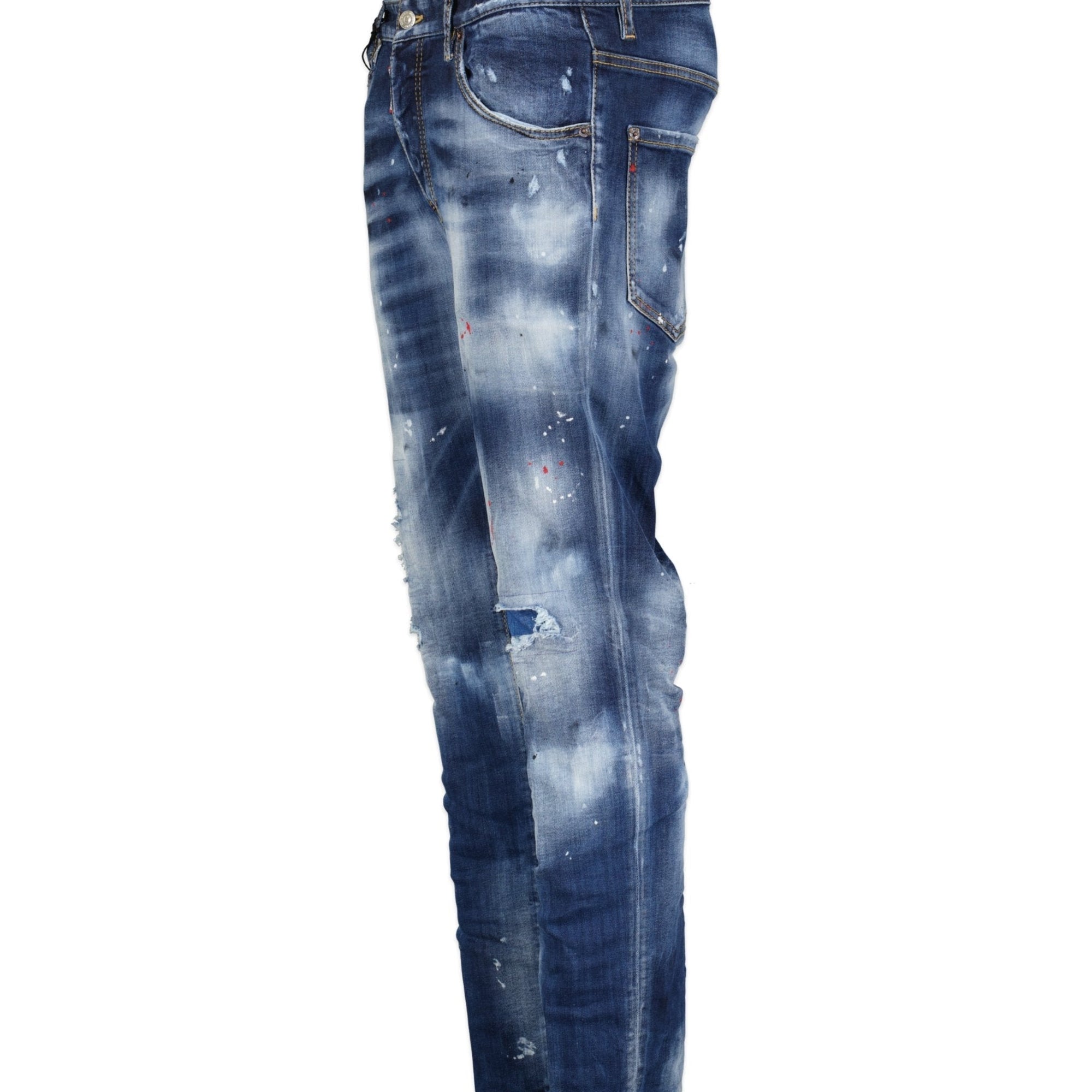 DSquared2 'Skater' Leather Logo Jeans Blue