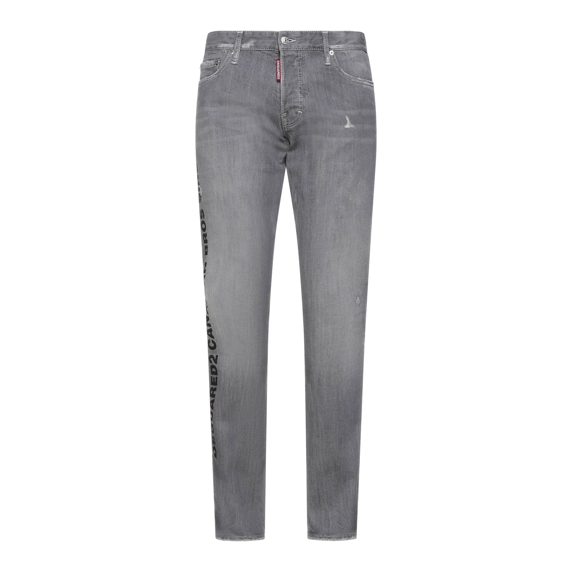 DSquared2 'Slim' Typo Distressed Stitch Grey Jeans