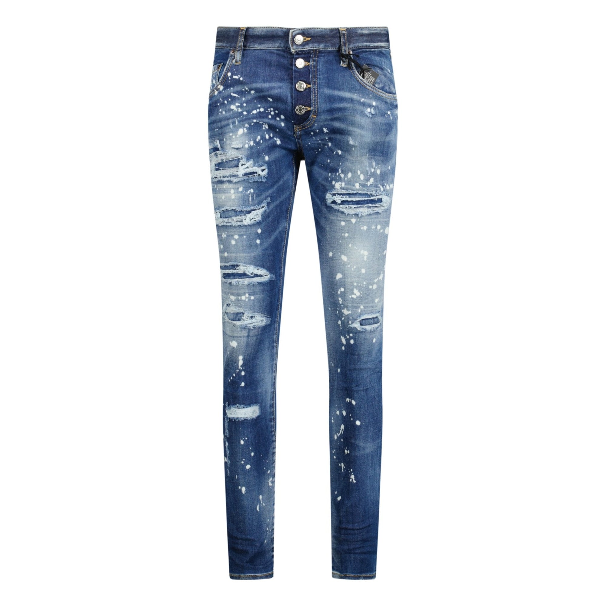 DSquared2 'Super Twinky Jean' Brown Patch Paint Splatter Jeans Blue