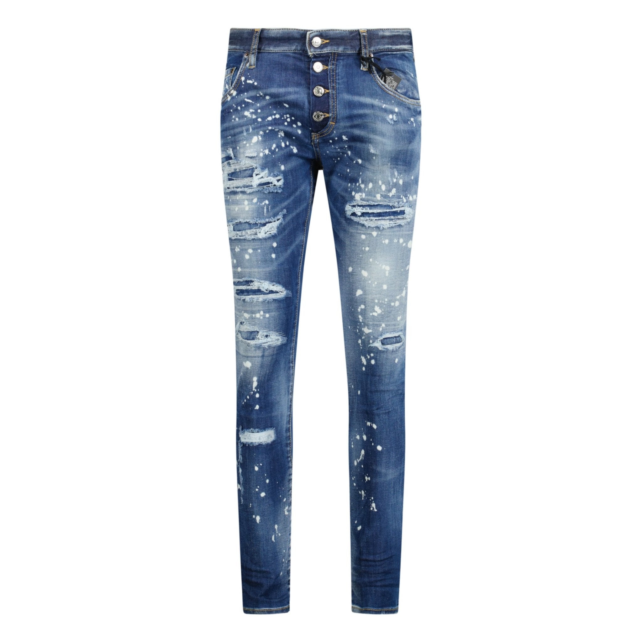 DSquared2 'Super Twinky Jean' Brown Patch Paint Splatter Jeans Blue