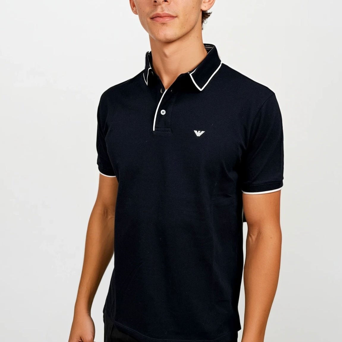 Emporio Armani Eagle Logo Twin Tip Polo-Shirt Navy